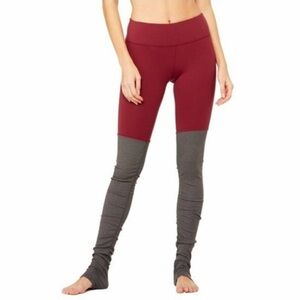 🖤 Alo Yoga Goddess Leggings – Charcoal & Red | Size S 🖤